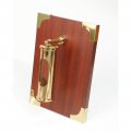 Traditional storm glass, brass lacquered Edition with bracket and mahogany plate